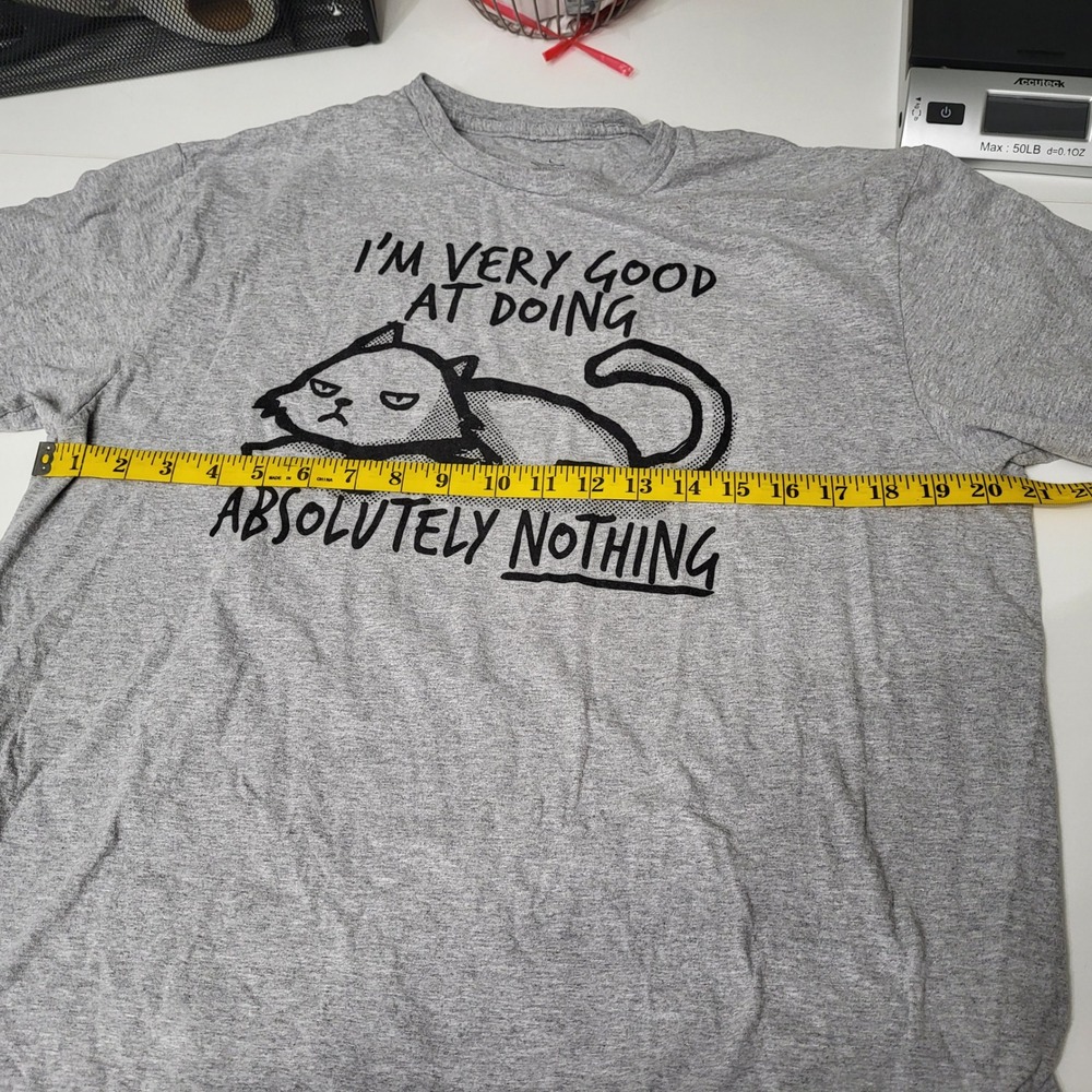Mens Gray Funny Cat Graphic T-Shirt I'm Very Good At Doing Absolutely Nothing L - Picture 4 of 6